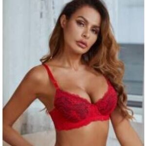 Red Lace Push Up Bra